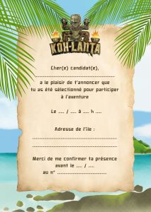 Feu d'artifete thème KOH LANTA - carte d'invitation