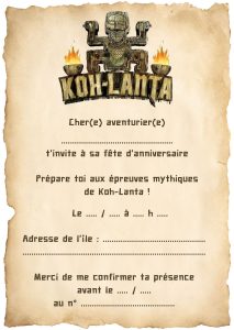 Feu d'artifete thème KOH LANTA - carte d'invitation