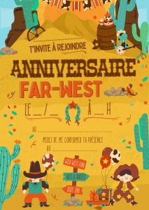 Feu d'artifete thème far-west - carte d'invitation
