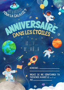 Feu d'artifete thème galaxie - carte d'invitation