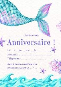 Feu d'artifete thème sirène - carte d'invitation